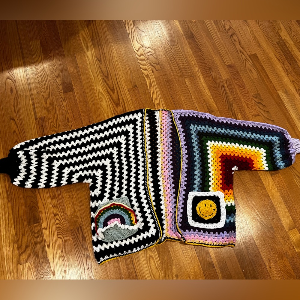 Magical Hand-Crocheted Rainbow Cardigan